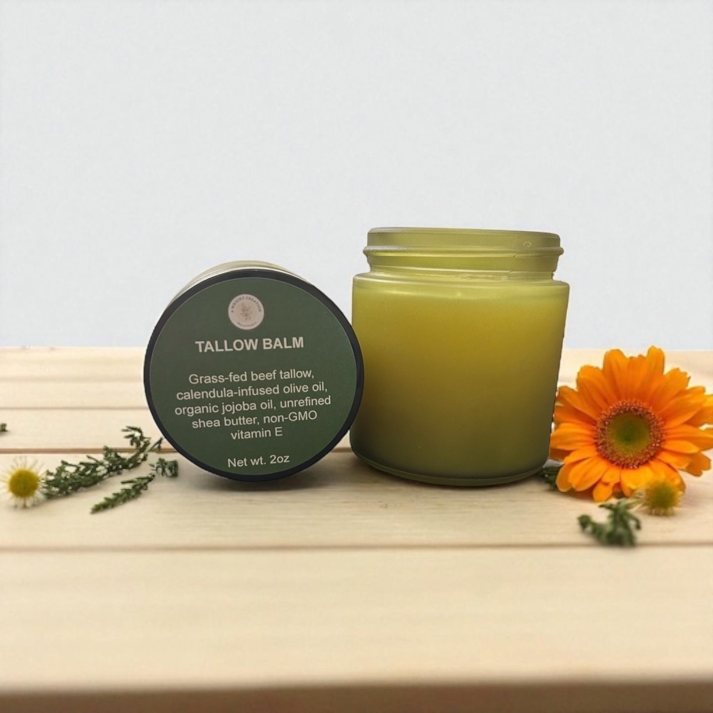 Grass-Fed Tallow Balm for Eczema-Prone Skin | Calendula & Chamomile Herbal Infusion