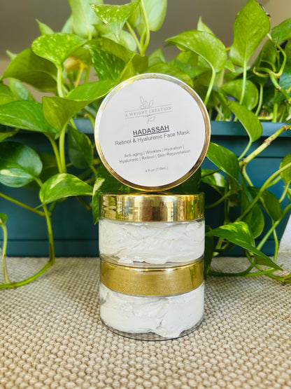 Hadassah Retinol & Hyaluronic Face Mask – Vegan Kaolin Clay Mask for Hydration, Radiance & Smooth-Looking Skin